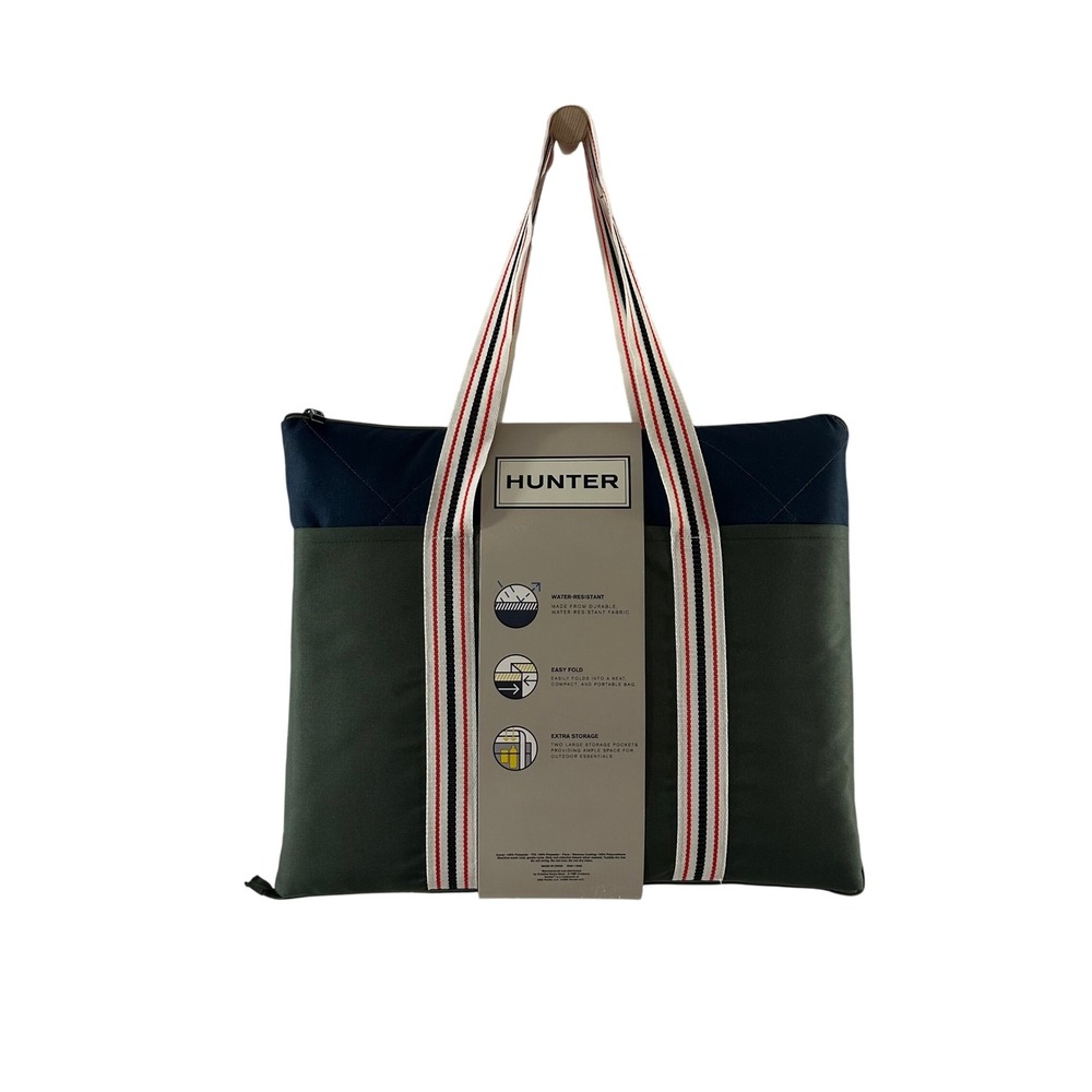 Hunter Outdoor Blanket Water-Resistant Picnic Mat Olive Navy Tote 60x70 NEW